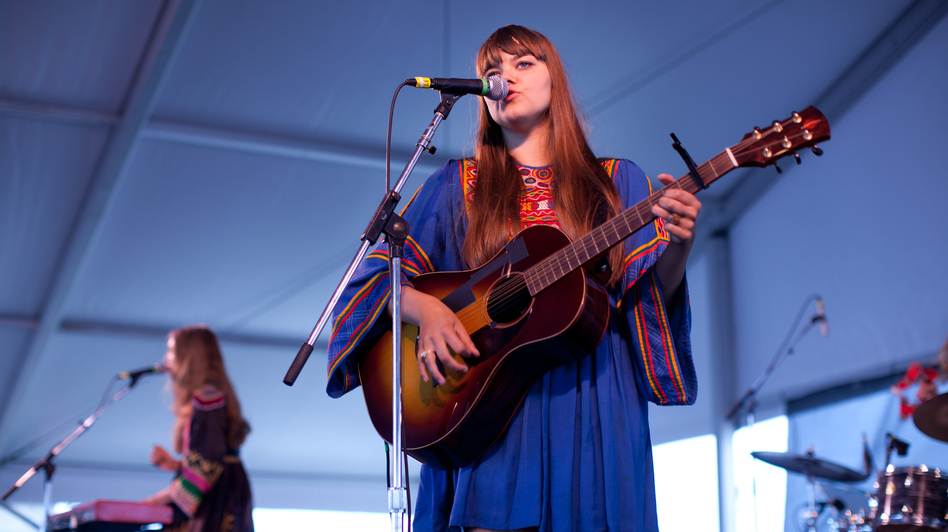 First Aid Kit plays the Harbor Stage at the Newport Folk Festival.