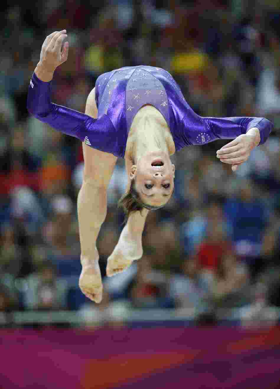 U.S. gymnast Jordyn Wieber performs on the beam during the women's qualification of the artistic gymnastics event of the London Olympic Games on Sunday.