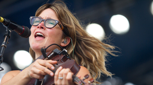 Sara Watkins plays the Fort Stage at the Newport Folk Festival.