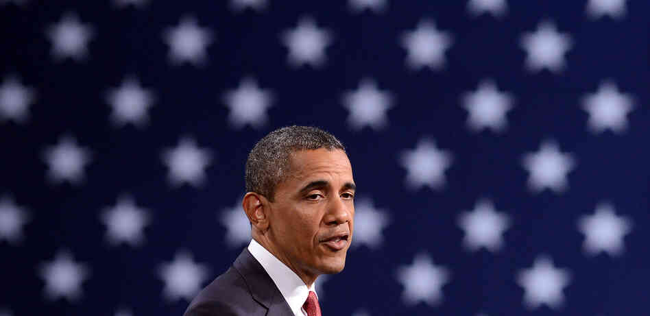 President Barack Obama speaks during a campaign event at the Washington Convention Center in April.
