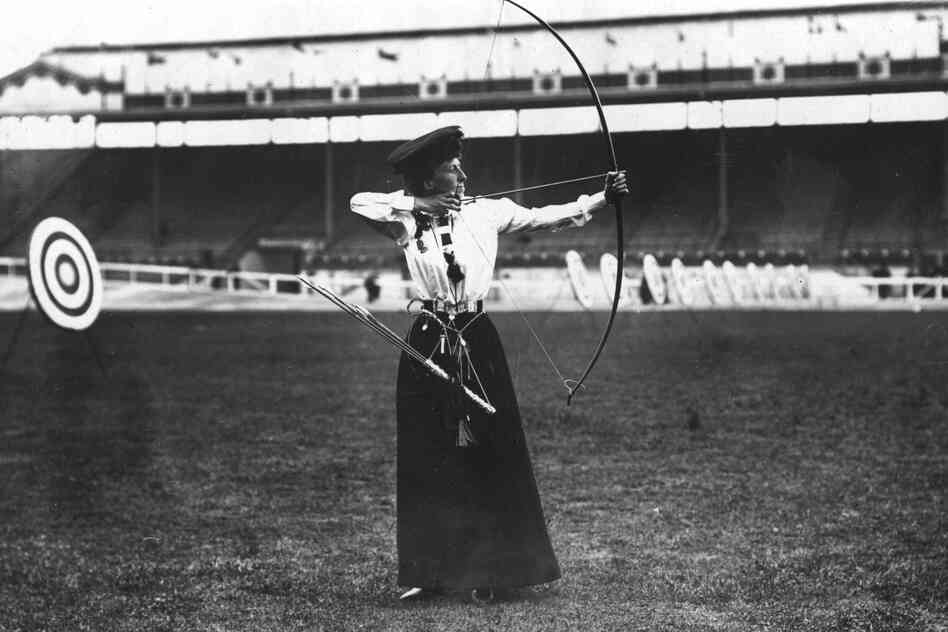 Queenie Newall of the United Kingdom, gold medalist in women's archery.