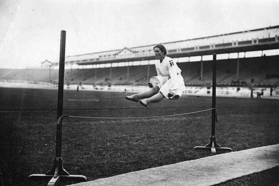 A Danish competitor at the high jump