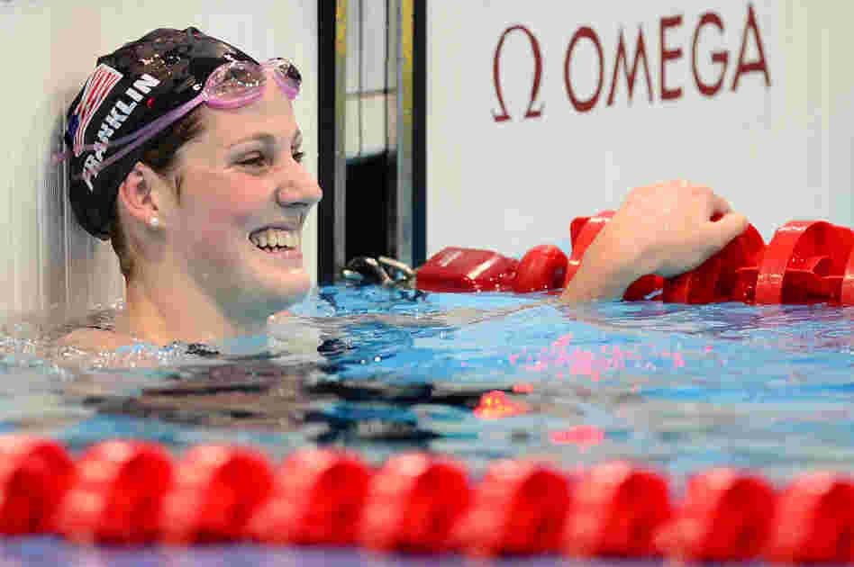 Record setter: U.S. swimmer Missy Franklin celebrates winning the women's 100m backstroke final at the London 2012 Olympic Games. 