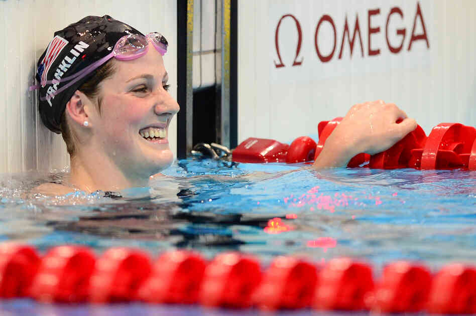 Record setter: U.S. swimmer Missy Franklin celebrates winning the women's 100m backstroke final at the London 2012 Olympic Games. 