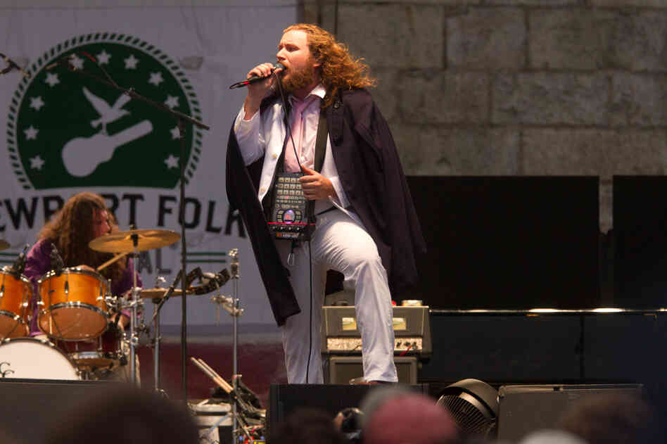 Jim James looked fabulous at Newport — yes, that is both a cape and a Roland SP-404SX Portable sampler draped around his neck. The dude was everywhere, too, from an umbrella-toting guest spot with Conor Oberst to a concert with his New Multitudes project.