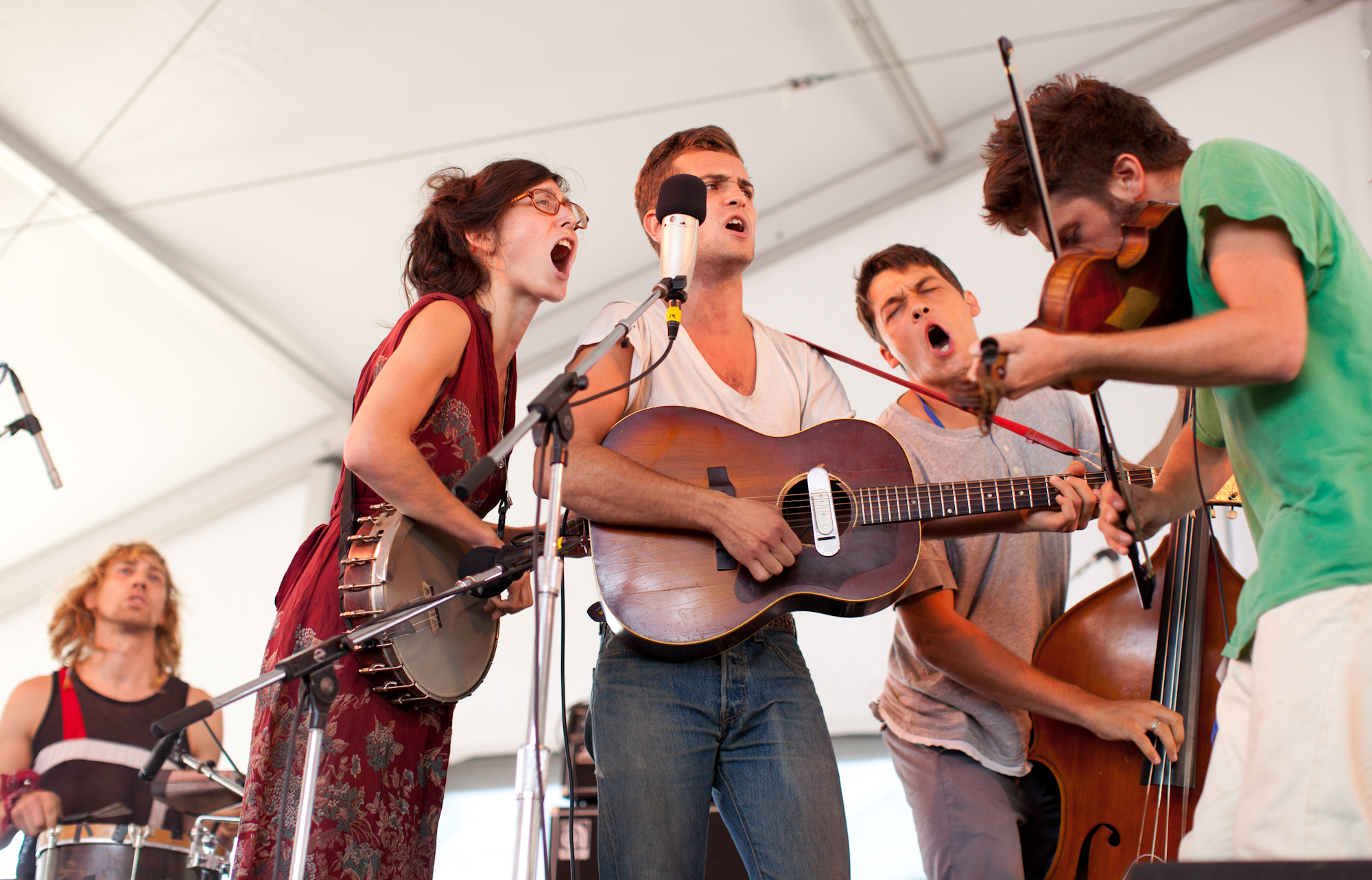 The appropriately spirited old-time group Spirit Family Reunion won over the Harbor Stage crowd.