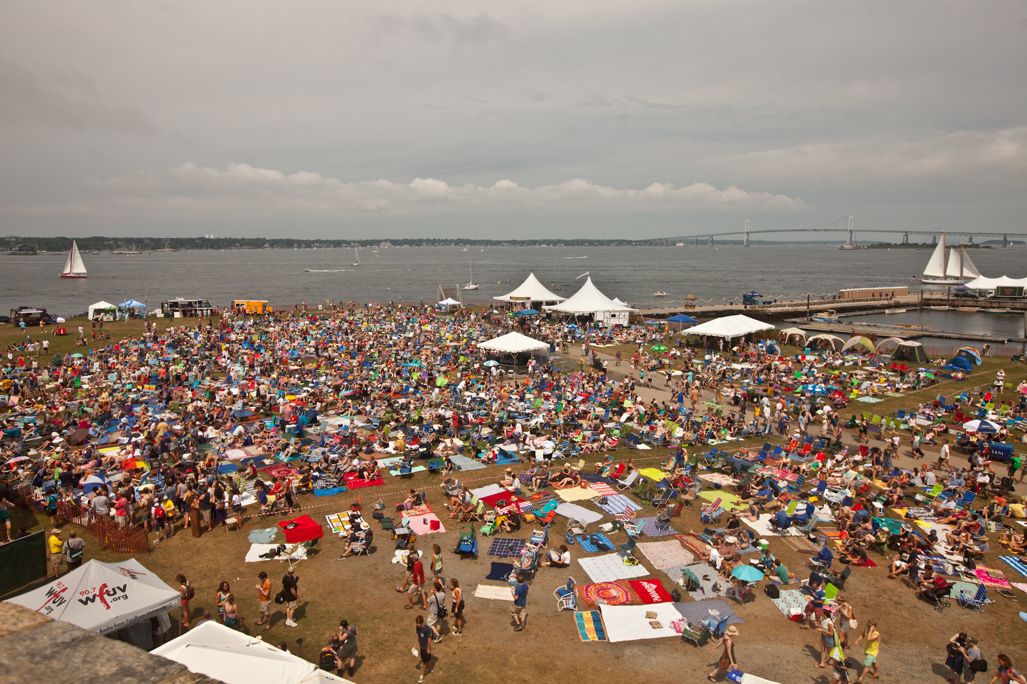 Despite thunder storms throughout the weekend, over 10,000 people gathered at the Newport Folk Festival.