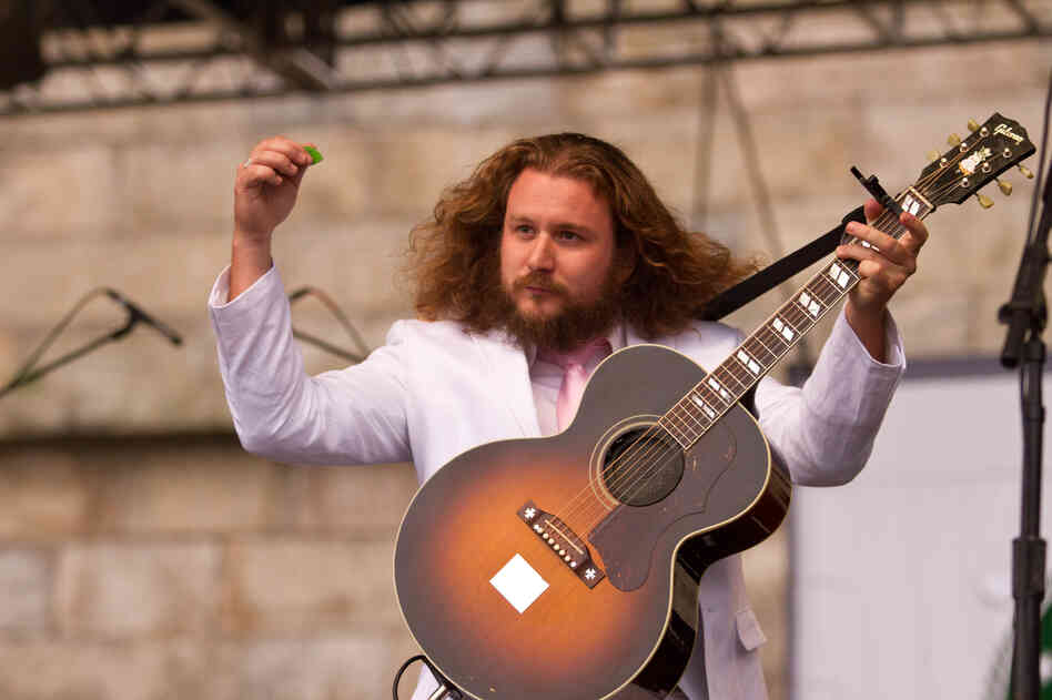 Jim James' hair and seersucker suit were in full force during My Morning Jacket's headlining set.