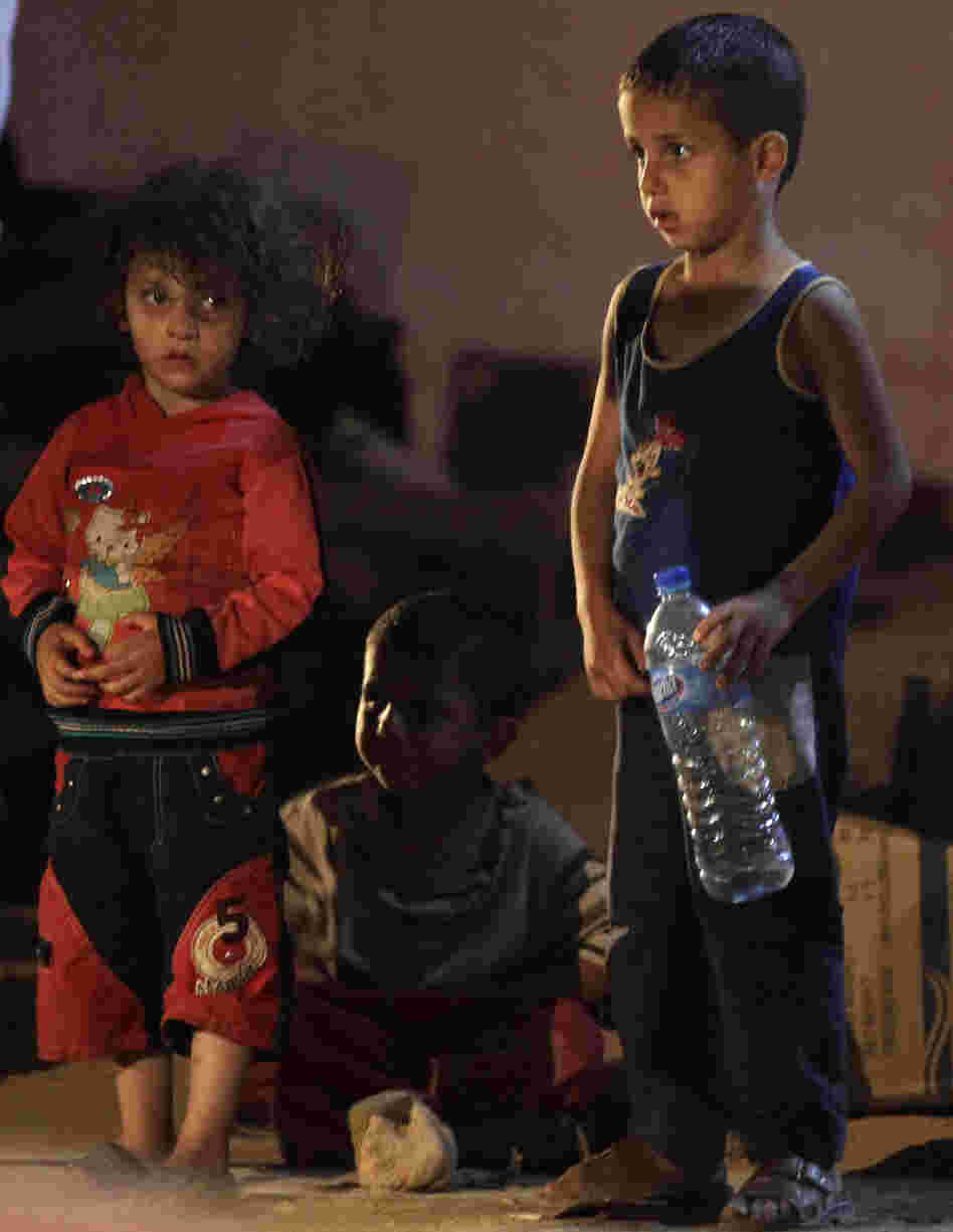 Syrian refugee children at the refugee camp in Jordan on Sunday.