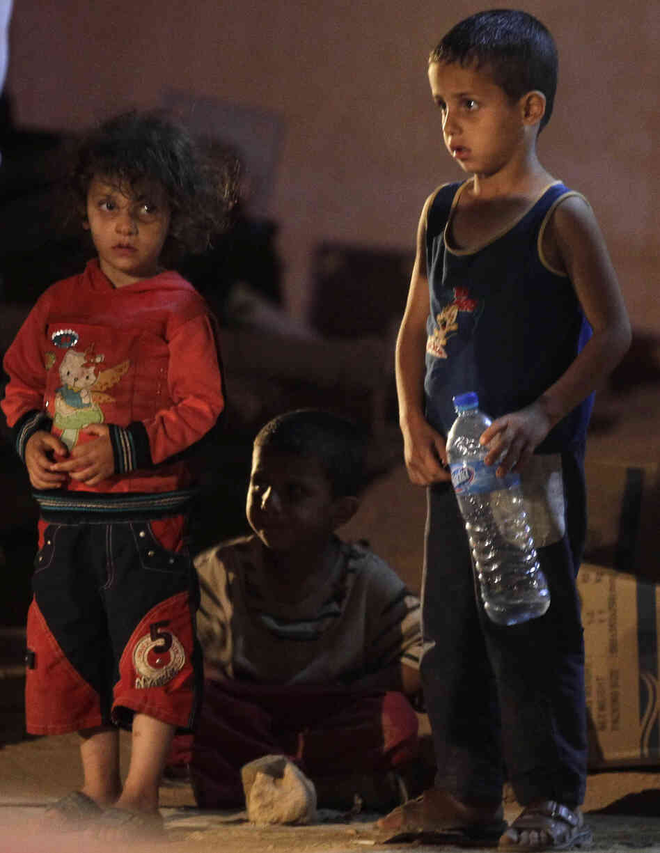Syrian refugee children at the refugee camp in Jordan on Sunday.