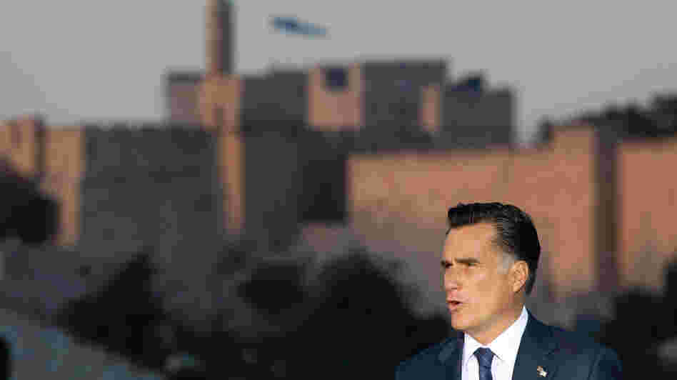 Mitt Romney speaks in Jerusalem on Sunday, backing  "any and all measures" to keep Iran from developing nuclear weapons.