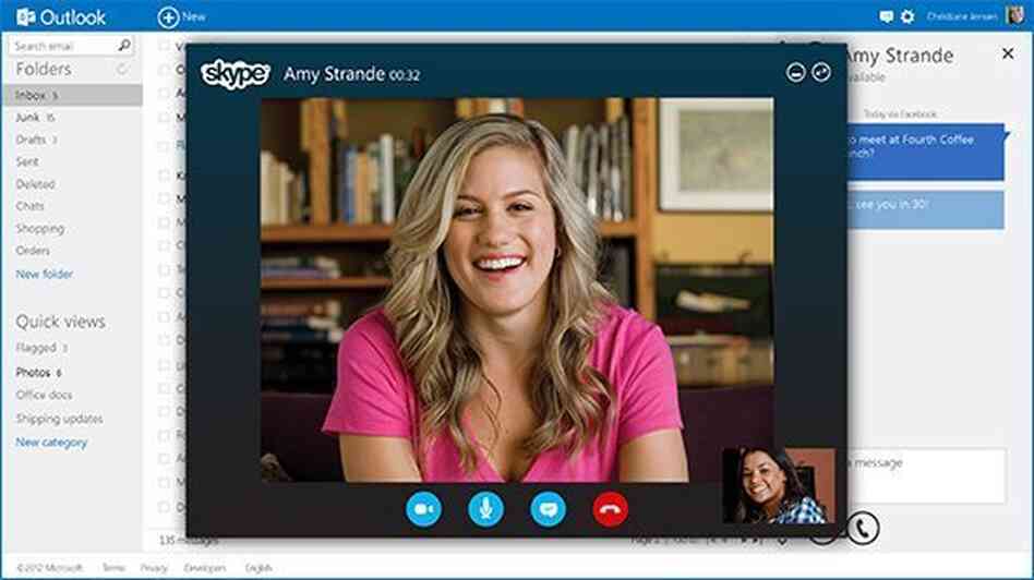 The new Outlook is incorporated with other services like Skype.