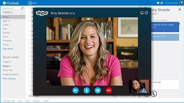 The new Outlook is incorporated with other services like Skype. (Microsoft)