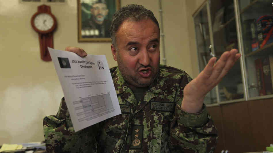 U.S. investigators allege that Afghan Gen. Ahmad Zia Yaftali stole tens of millions of dollars' worth of medicine from the Mohammad Daud Khan military hospital in Kabul. He has been removed from that post, but has not been prosecuted. He's shown here at the hospital on Dec. 18, 2010.