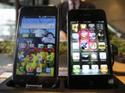 Samsung Galaxy S (left) and Apple's iPhone 4 Samsung Galaxy S (left) and Apple's iPhone 4