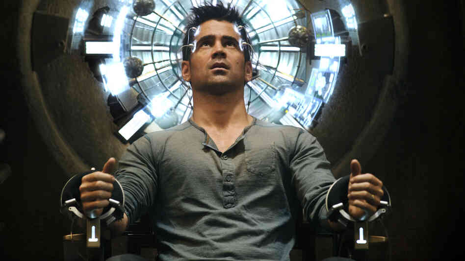 Doug Quaid (Colin Farrell) visits Rekall, a company that implants memories in its customers, in an attempt to explain a series of recurring dreams. Farrell plays the role originally portrayed by Arnold Schwarzenegger in the 1990 film of the same name. Doug Quaid (Colin Farrell) visits Rekall, a company that implants memories in its customers, in an attempt to explain a series of recurring dreams. Farrell plays the role originally portrayed by Arnold Schwarzenegger in the 1990 film of the same name.