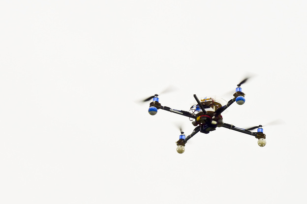 A homemade drone over Cesar Chavez Park in Berkeley, Calif. Hobbyists and commercial manufacturers are anticipating new rules governing their domestic use.
