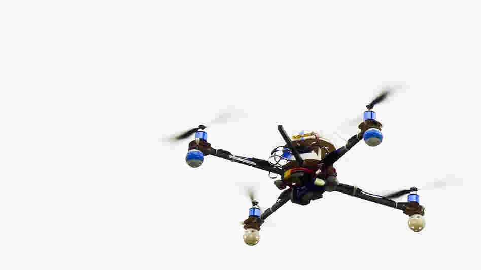 A homemade drone over Cesar Chavez Park in Berkeley, Calif. Hobbyists and commercial manufacturers are anticipating new rules governing their domestic use.