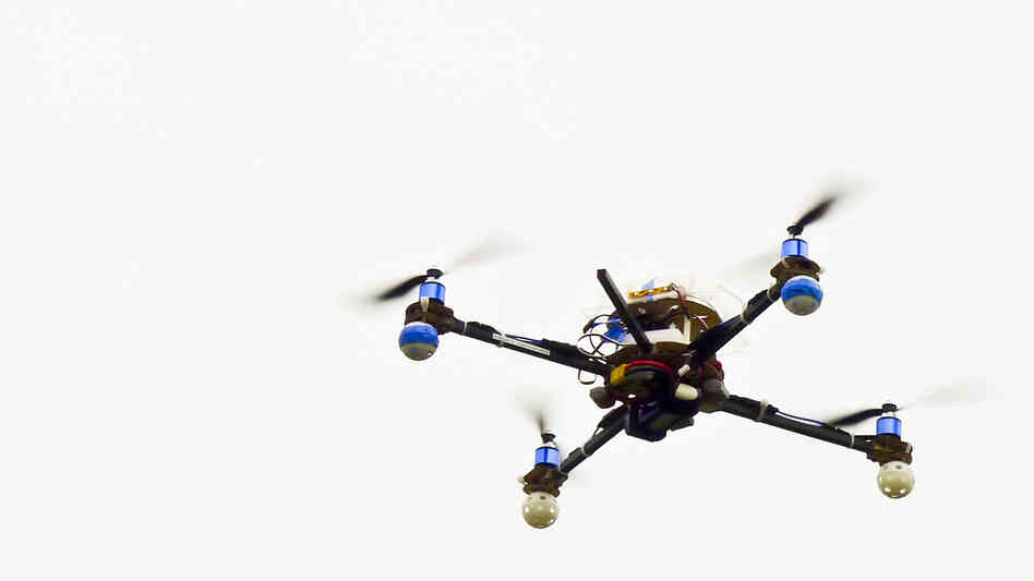 A homemade drone over Cesar Chavez Park in Berkeley, Calif. Hobbyists and commercial manufacturers are anticipating new rules governing their domestic use.