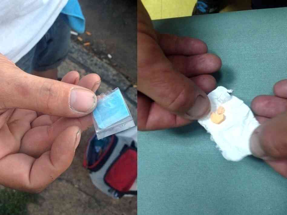 Heroin (left) and Suboxone (right) are both for sale on the street.