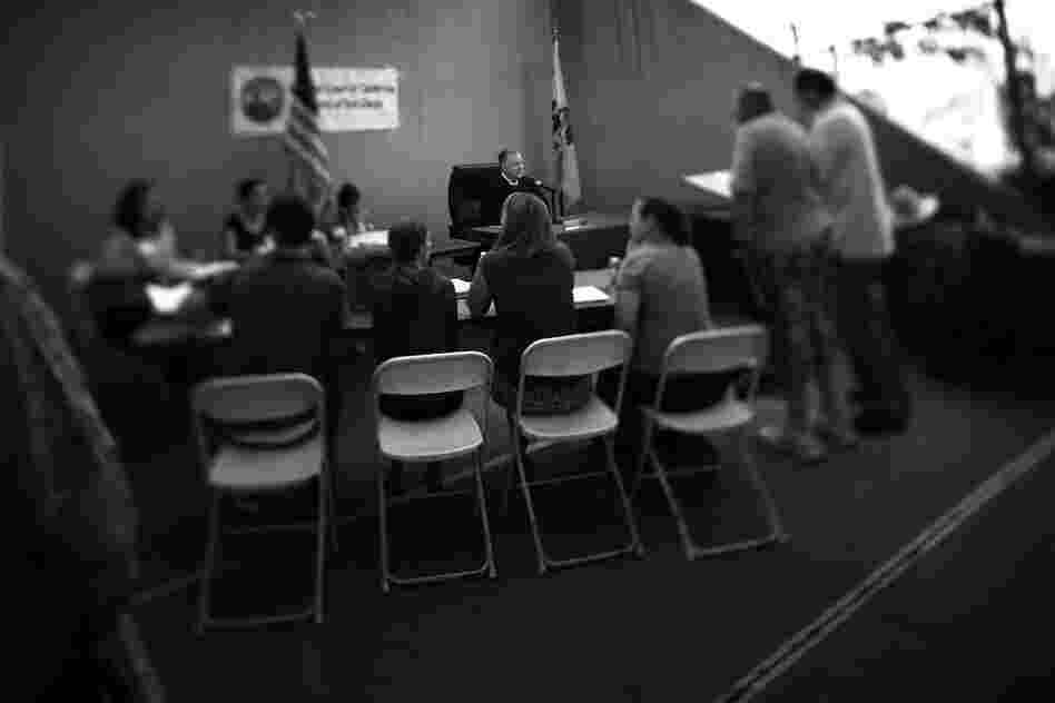 A legal courtroom in session.