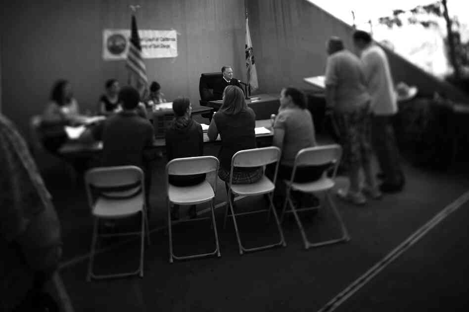 A legal courtroom in session.