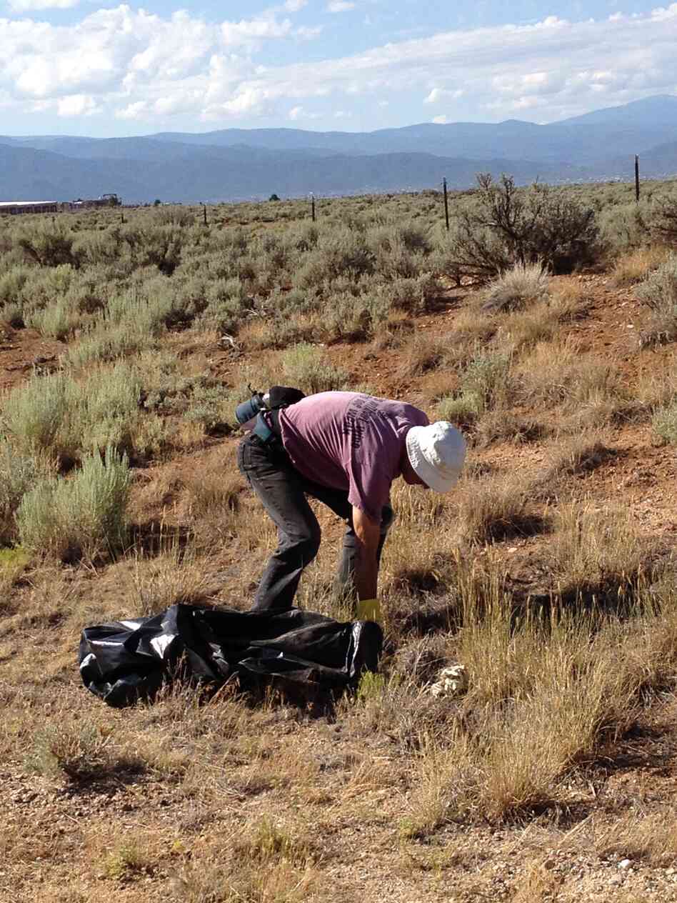 Bruce Boyd helps clean up his community by gathering the litter that collects on the highway.
