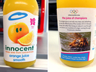 On their bottles, Innocent declares itself the juice of champions — before adding, "rather than bang on about it, we thought we'd show you a picture of a tiger running through his pre-swim checklist." The drinks are a welcome sight at the Olympic media center. On their bottles, Innocent declares itself the juice of champions — before adding, "rather than bang on about it, we thought we'd show you a picture of a tiger running through his pre-swim checklist." The drinks are a welcome sight at the Olympic media center.