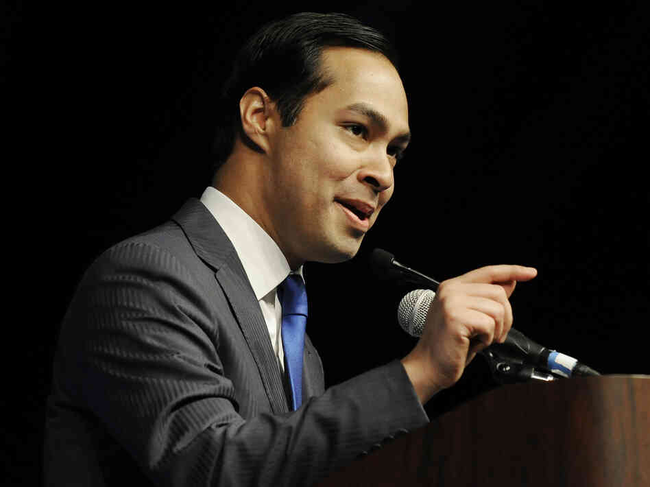 In what now looks like practice for the big show to come, San Antonio Mayor Julian Castro gives the keynote address at the Texas Democratic Convention in Houston on June 8.