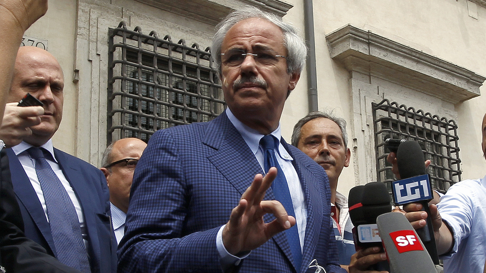 Raffaele Lombardo, the governor of Sicily, speaks to reporters after his meeting with Italian Prime Minister Mario Monti in Rome last week. Lombardo has been accused of having ties to the Mafia in Sicily.