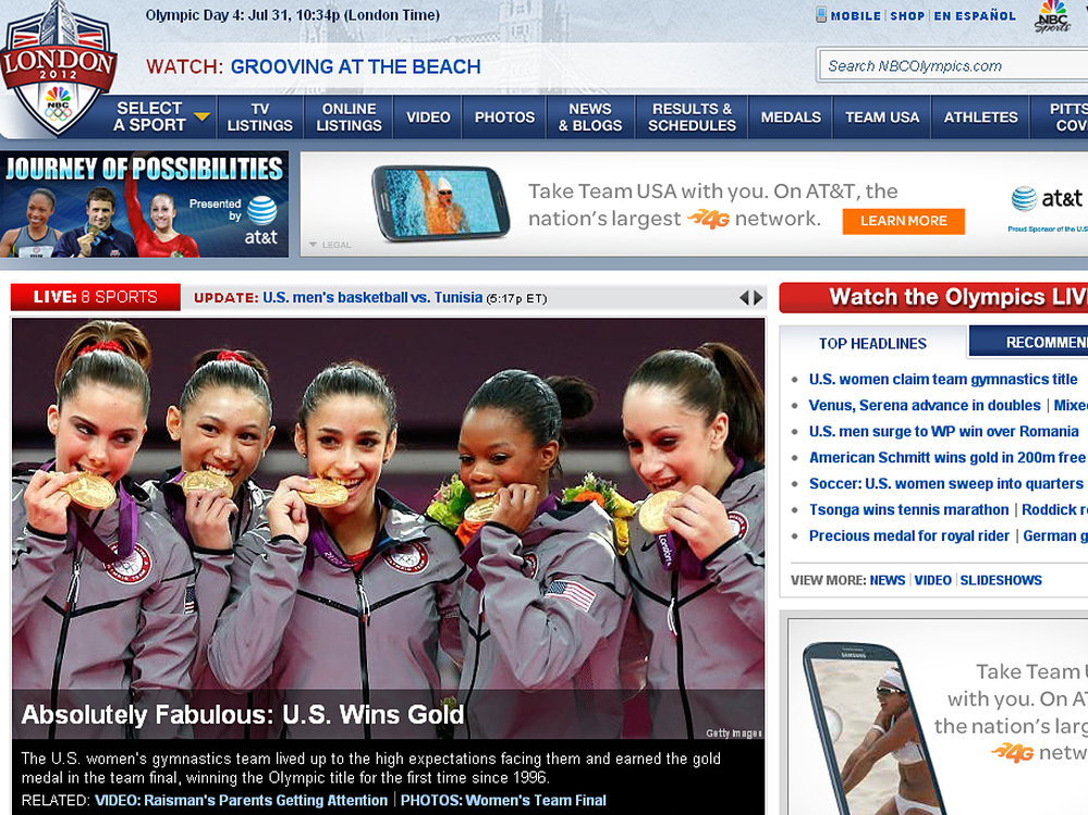 On its website, NBC reported the U.S. women's gymnastics team's gold medal Tuesday. But if you were watching on American TV, you had to wait until prime time to see the competition.