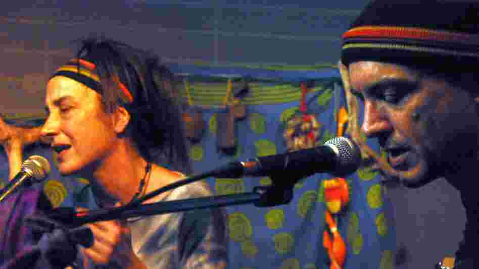 Musicians Kristi Stassinopoulou and Stathis Kalyviotis, who re-spark old Greek folk songs with a modern push.