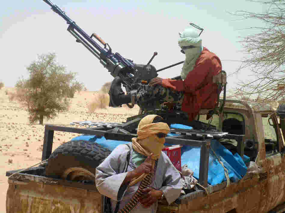 Islamist rebels of Ansar Dine near Timbuktu, in rebel-held northern Mali, during the release of a Swiss hostage on April 24.