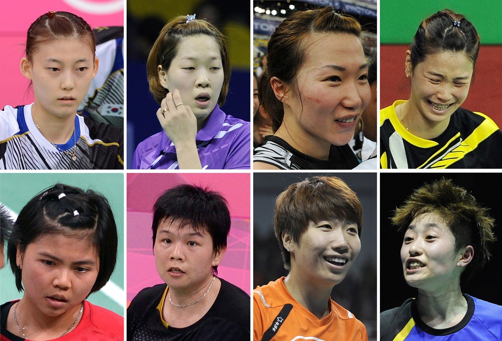 The Badminton Eight: That's the media's new nickname for the Olympic athletes disqualified Wednesday in a match-fixing scandal at the London Games. They are, from top left: South Korea's Kim Ha Na, Ha Jung-Eun, Kim Min-Jung and Jung Kyung-Eun. Bottom: Indonesia's Greysia Polii and Meiliana Jauhari, and China's Wang Xiaoli and Yu Yang.