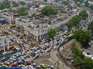 The traffic in New Delhi's Connaught Place was even worse than usual after the power went out Tuesday. But most Indians viewed the blackout as just one more inconvenience rather than a major crisis. The traffic in New Delhi's Connaught Place was even worse than usual after the power went out Tuesday. But most Indians viewed the blackout as just one more inconvenience rather than a major crisis.
