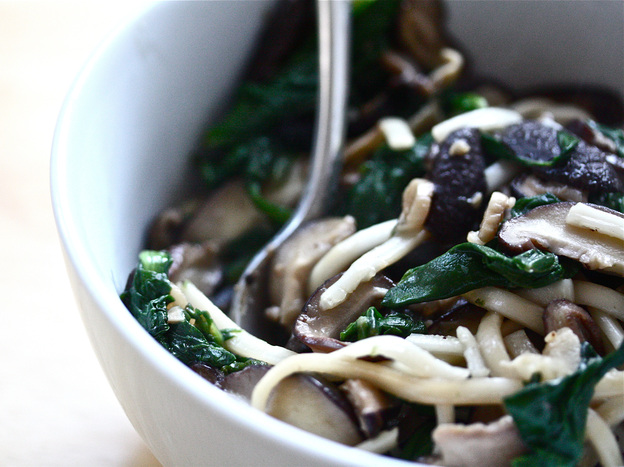 Shiitake-Spinach Udon