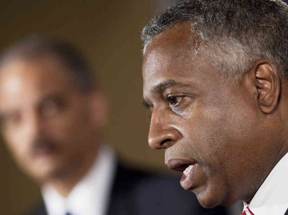 B. Todd Jones, acting director of the ATF, speaks in Washington in 2010 while Attorney General Eric Holder looks on.