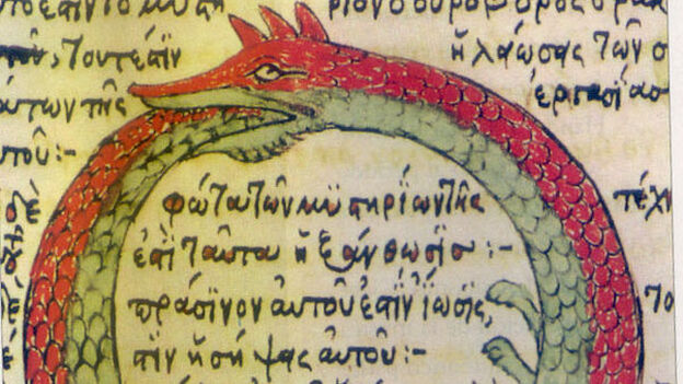 A 15th-century depiction of the ouroboros, a serpent devouring itself. (Wikimedia Commons)
