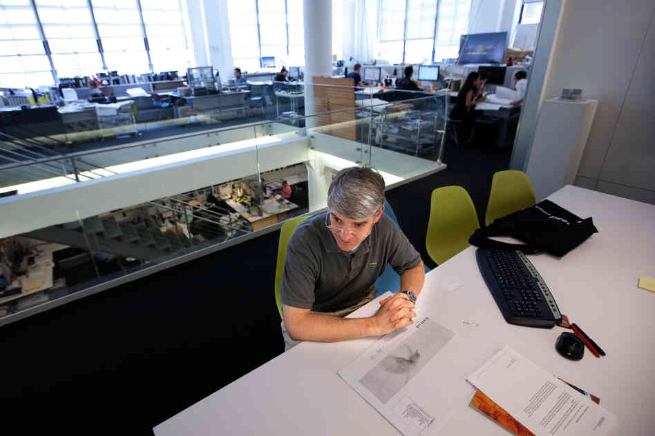 Guy Maxwell, principal at Ennead Architects, talks to a reporter in the firm's Manhattan offices.