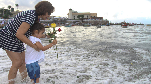 Devotees take part in rituals and offer gifts in celebration of Yemanja Day, in Salvador, Bahia state, Brazil, in February.