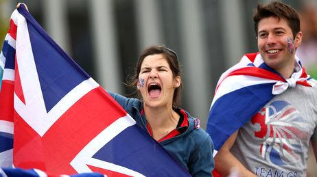 Great Britain, By Jingo!: Fans cheer Team GB at a rowing event in Windsor, England. Great Britain, By Jingo!: Fans cheer Team GB at a rowing event in Windsor, England.