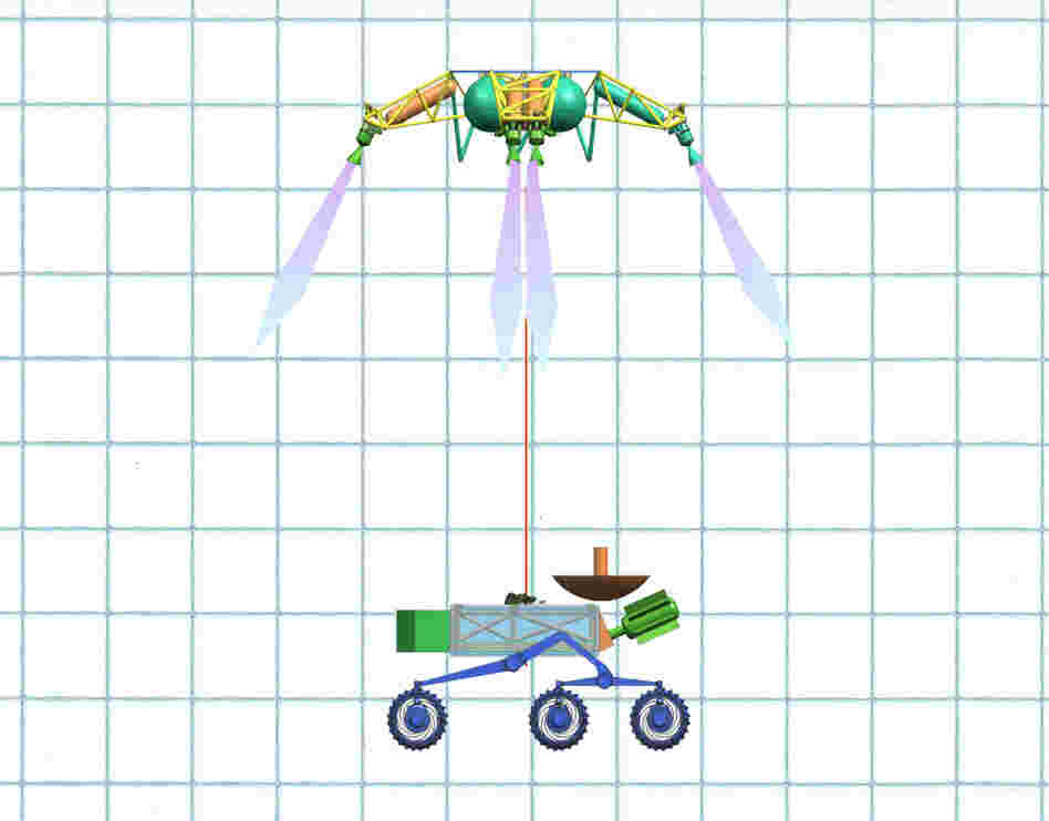 This is it! Lowering the rover on a cable makes it easier for the landing system to know when the rover's actually on solid ground.