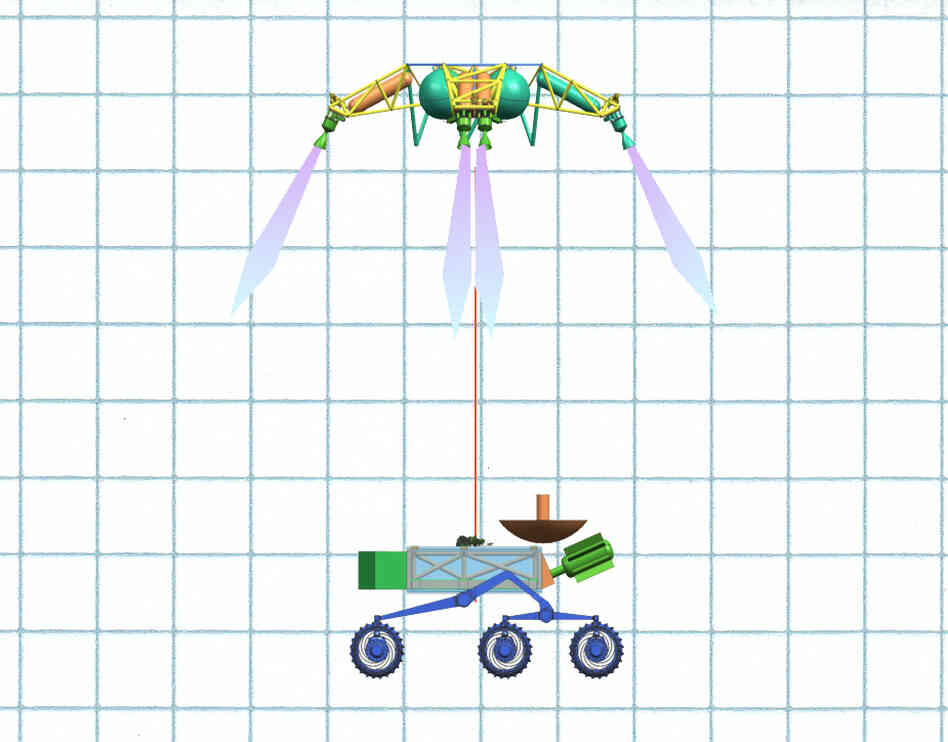This is it! Lowering the rover on a cable makes it easier for the landing system to know when the rover's actually on solid ground.