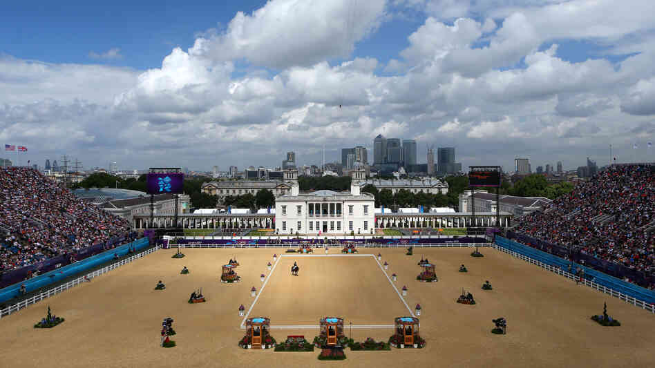 Jose Manuel Martin Dockx of Spain rides Grandioso in the Dressage Grand Prix on Day 6 of the London 2012 Olympic Games at Greenwich Park Thursday.