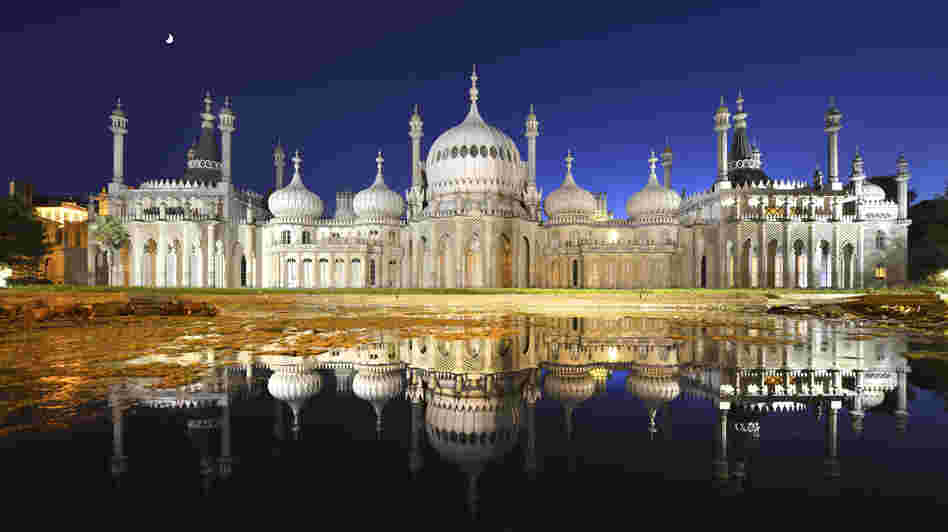 The famous Brighton Pavilion by night.