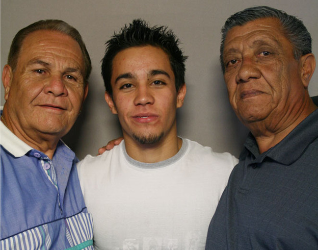 Gymnast C.J. Maestas has been tumbling since he was 18 months old. His grandfathers Frank Barela (left) and Frank Maestas have been a lifelong source of support.