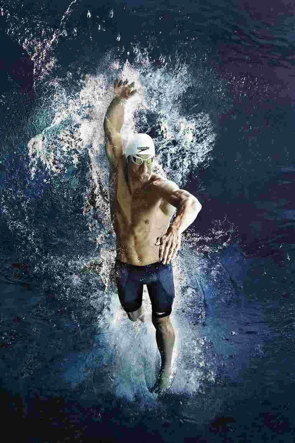 Speedo created a new fabric to compress a swimmer's body three times as much as the old LZR Racer suits. Michael Phelps can get into his Fastskin3 swimsuit in a couple minutes, Speedo research manager Joseph Santry says, but for first-timers, it can take much longer. Speedo created a new fabric to compress a swimmer's body three times as much as the old LZR Racer suits. Michael Phelps can get into his Fastskin3 swimsuit in a couple minutes, Speedo research manager Joseph Santry says, but for first-timers, it can take much longer.