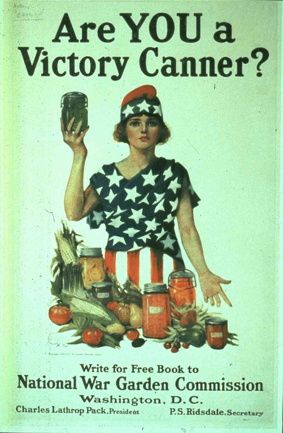 This poster from World War I encourages women to become patriotic 'victory canners'.