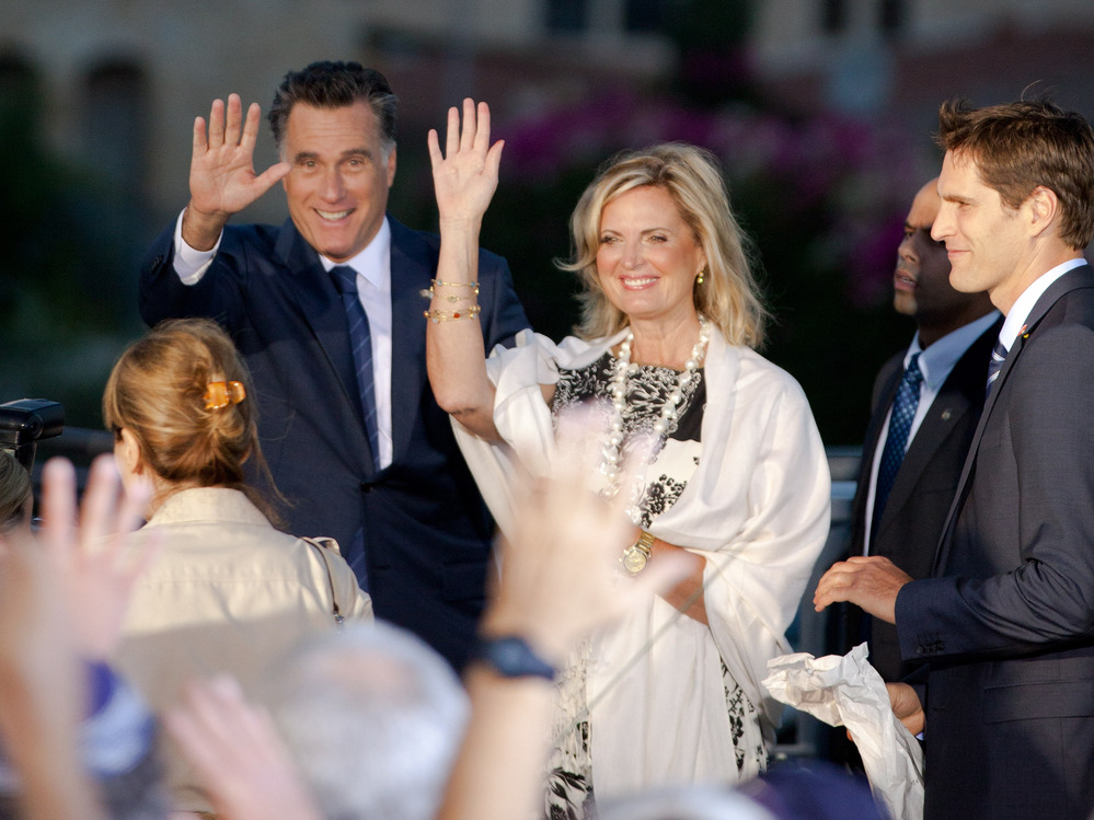 Mitt Romney and his wife Ann in Jerusalem on July 29.