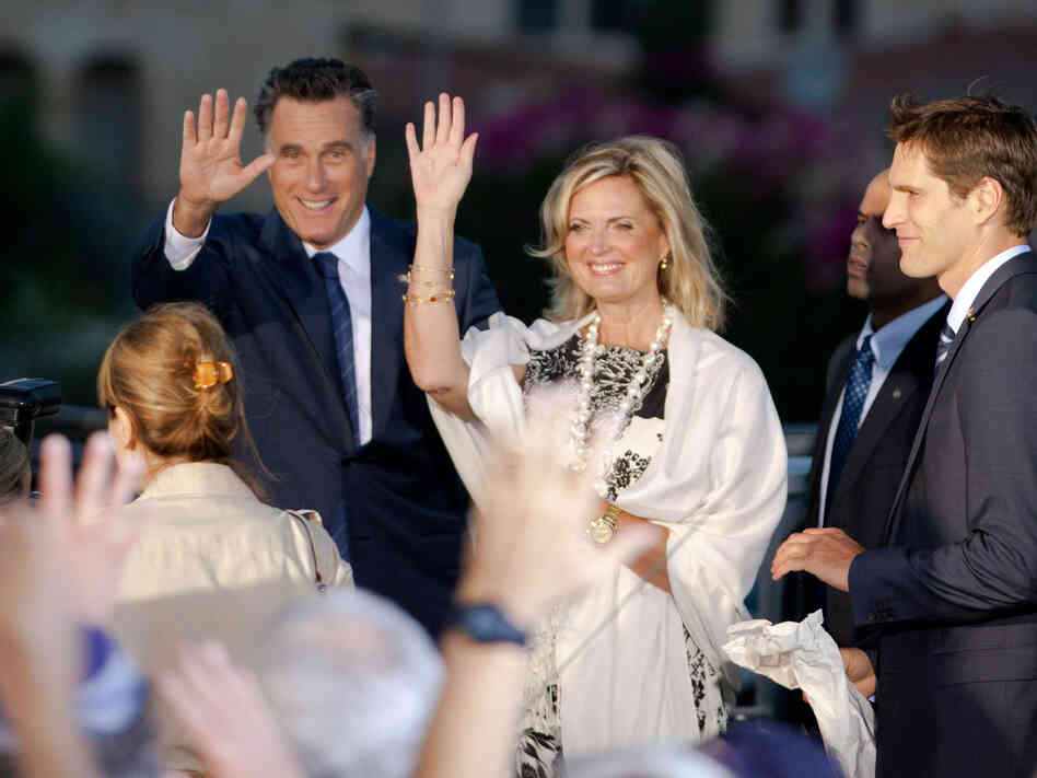 Mitt Romney and his wife Ann in Jerusalem on July 29.